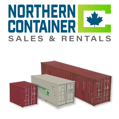 Northern Container Sales logo above used shipping containers for sale.