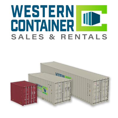 Western Container Sales logo above used shipping containers for sale.